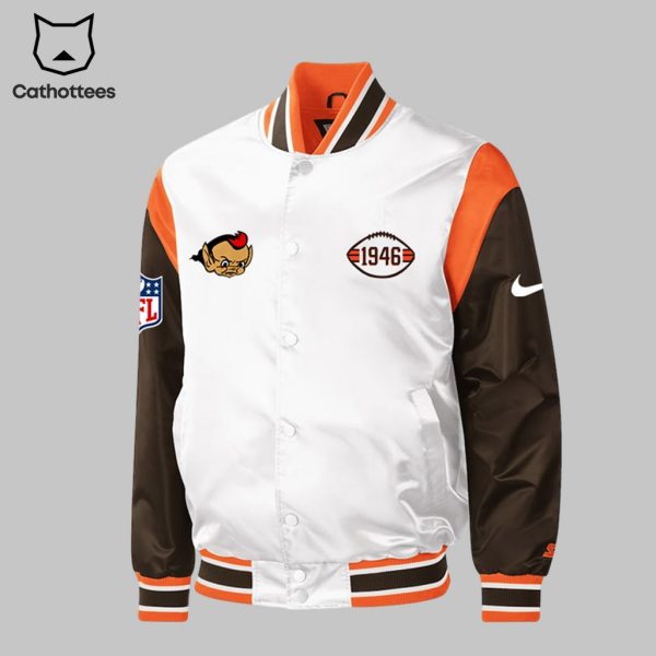 Cleveland Browns _Wear Your White_ 1946 White Brown Design Baseball Jacket