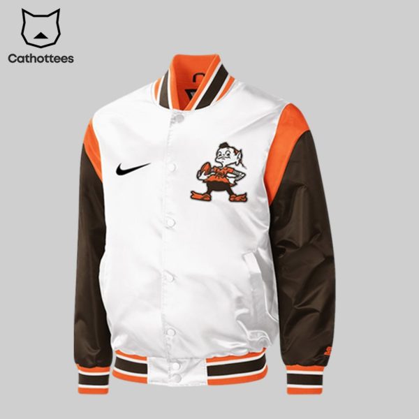 Cleveland Browns _Wear Your White_ White Brown Design Baseball Jacket