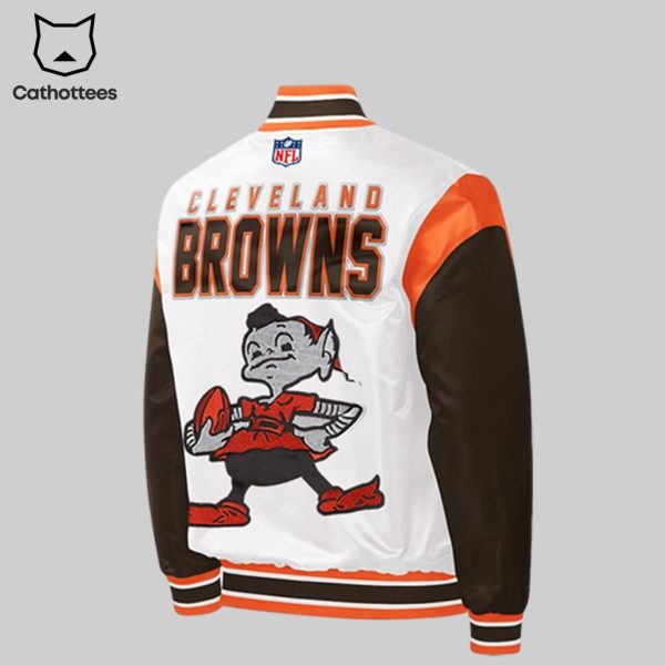 Cleveland Browns _Wear Your White_ White Brown Design Baseball Jacket