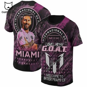 Club International De Futbol Lionel Messi Goat Welcome To Inter Miami CF Purple Design 3D T-Shirt
