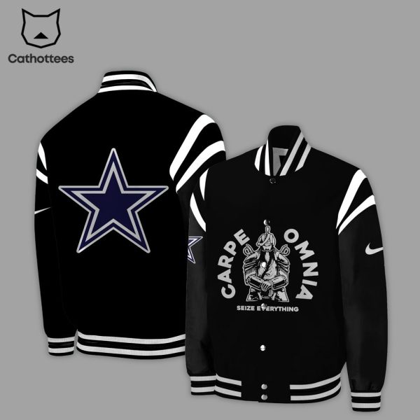 Dallas Cowboys Carpe Omnia Seize Everything Nike Logo Black Baseball Jacket