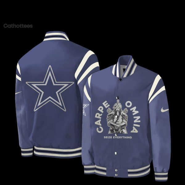 Dallas Cowboys Nike Logo Blue White Design Baseball Jacket