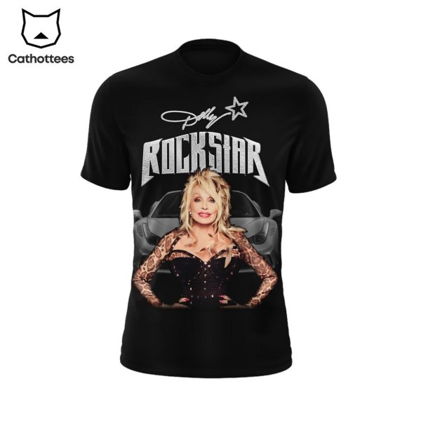 Dolly Rockstar Portrait Black Design 3D T-Shirt