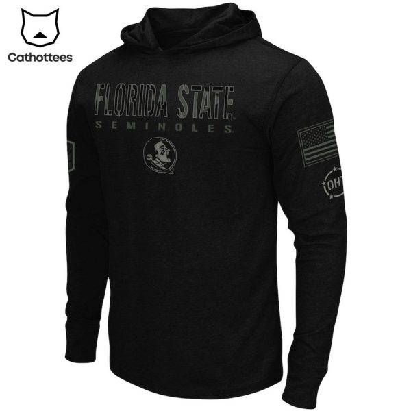 Florida State SeminolesUSA Logo Black Design On Sleeve 3D Hoodie