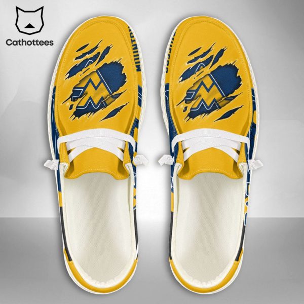 HOT NCAA West Virginia Mountaineers Custom Name Hey Dude Shoes