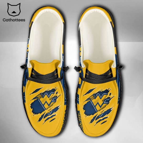 HOT NCAA West Virginia Mountaineers Custom Name Hey Dude Shoes