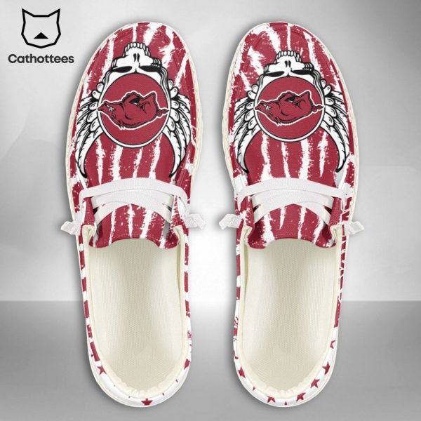 HOT TREND NCAA Arkansas Razorbacks Custom Name Hey Dude Shoes