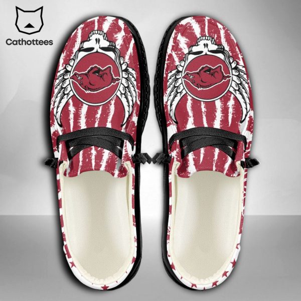 HOT TREND NCAA Arkansas Razorbacks Custom Name Hey Dude Shoes