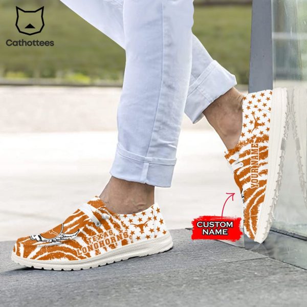 HOT TREND NCAA Texas Longhorns Custom Name Hey Dude Shoes