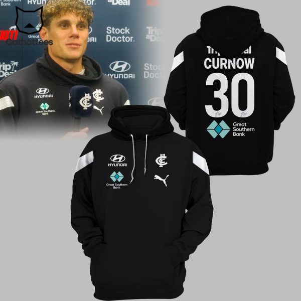 Hyundai AFL Carlton Blues Charlie Curnow Logo Black Design 3D Hoodie