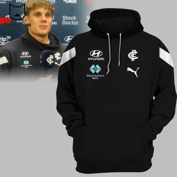 Hyundai AFL Carlton Blues Charlie Curnow Logo Black Design 3D Hoodie