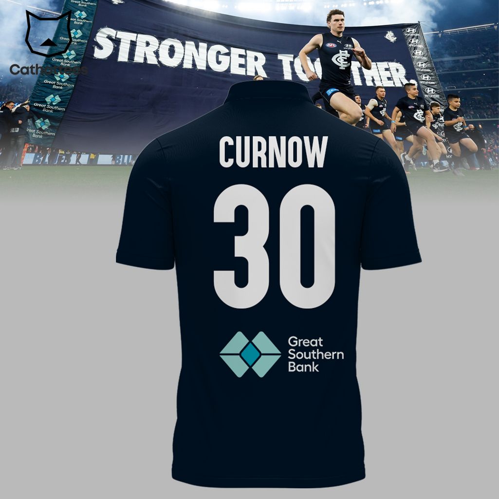 Hyundai AFL Carlton Blues Charlie Curnow Logo Blue Design 3D Polo Shirt