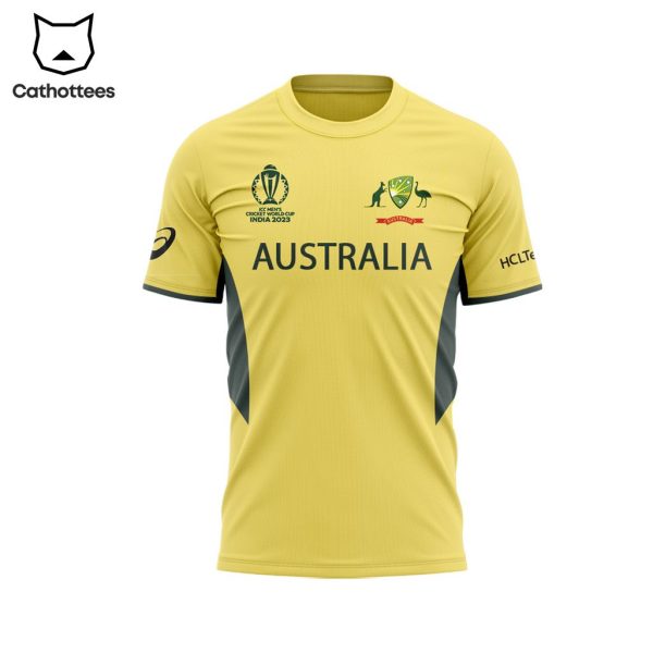 ICC  Men’s Cricket Team 2023 World Cup Champion Mascot Yellow Design 3D T-Shirt