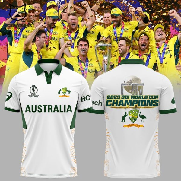 ICC  Men’s Cricket Team World Cup 2023 Australian Mascot White Design 3D Polo Shirt