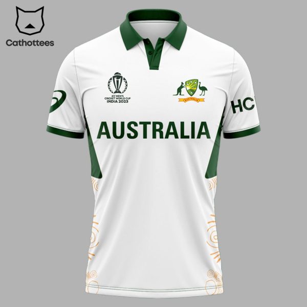 ICC  Men’s Cricket Team World Cup 2023 Australian Mascot White Design 3D Polo Shirt