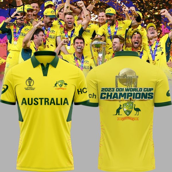 ICC  Men’s Cricket Team World Cup 2023 Australian Mascot Yellow Design 3D Polo Shirt