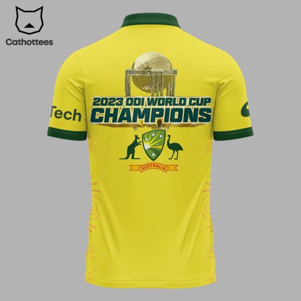 ICC  Men’s Cricket Team World Cup 2023 Australian Mascot Yellow Design 3D Polo Shirt