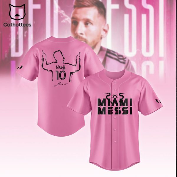 Inter Miami Messi Pink Design Baseball Jersey