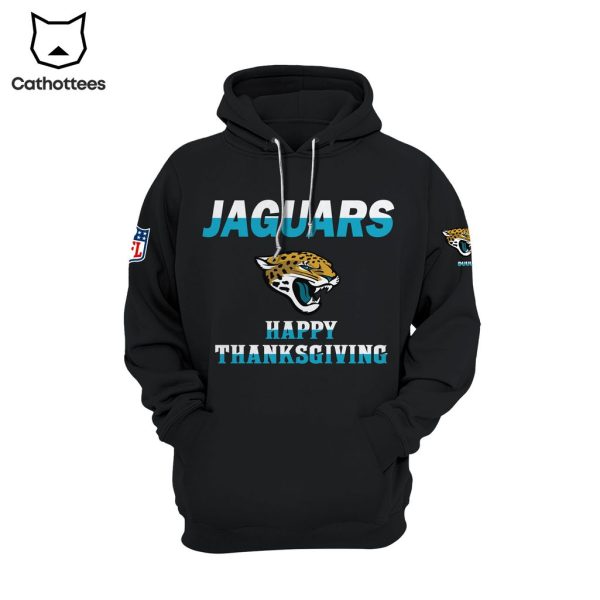 Jacksonville Jaguars Happy Thanksgiving Day Football NFL Mascot Black Design 3D Hoodie