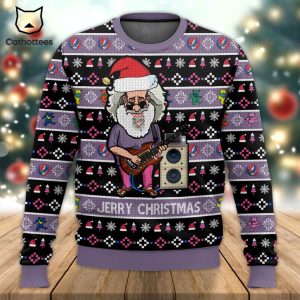 Jerry Garcia Grateful Dead Christmas Black Purple Design 3D Sweater