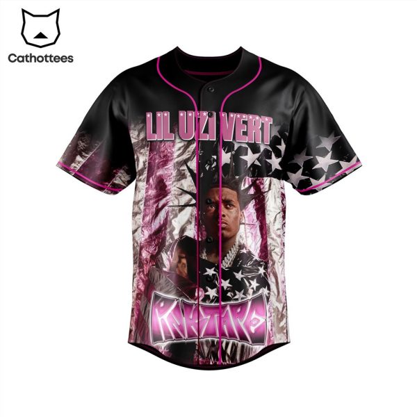 Lil Uzivert Pink Tape Tour Portrait Black Design Baseball Jersey