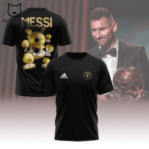 Lionel Messi 8 Ballon D’Or Years 2023 Adidas Logo Design 3D T-Shirt