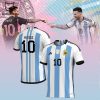 Lionel Messi Adidas Logo White Mix Pink Design 3D T-Shirt