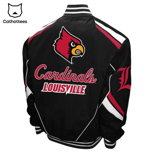 Louisville Cardinals Apprel Black Mascot Design Baseball Jacket