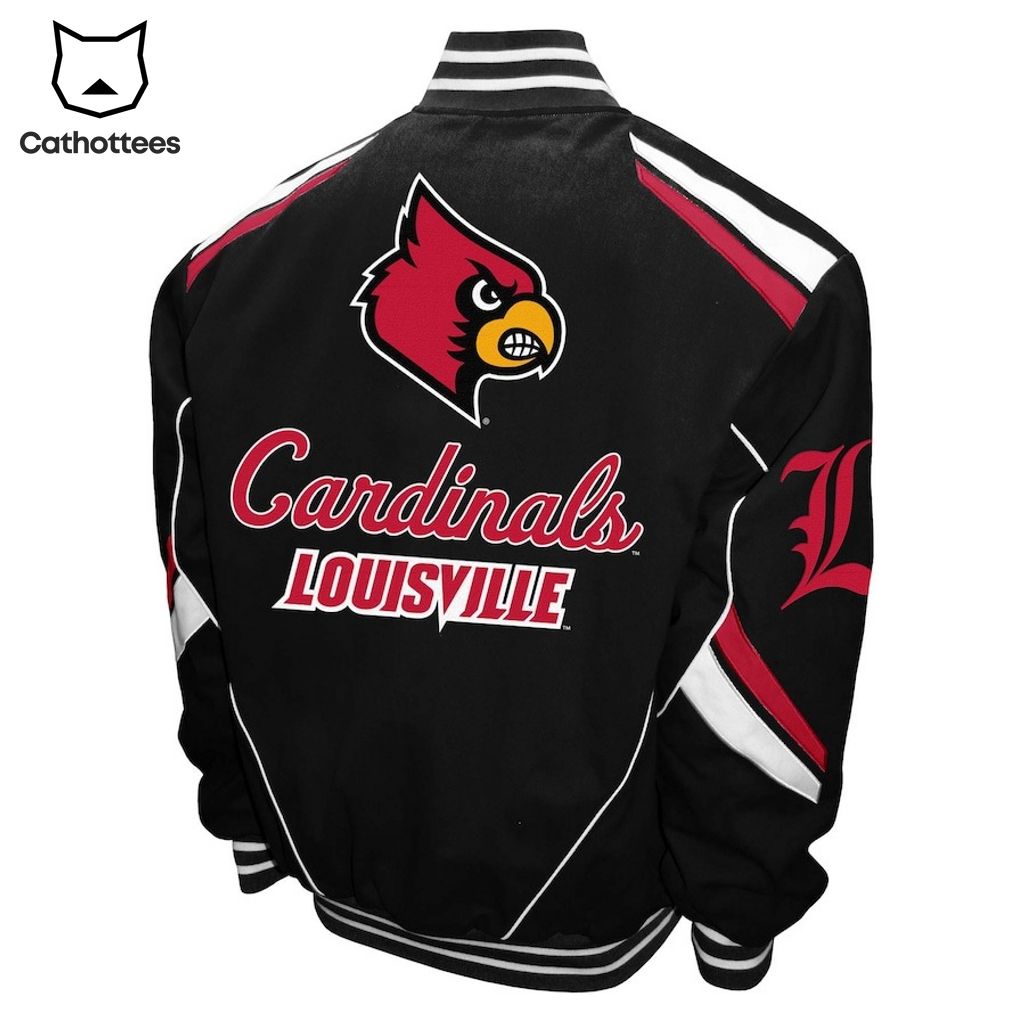 Louisville Cardinals Apprel Black Mascot Design Baseball Jacket - Cathottees