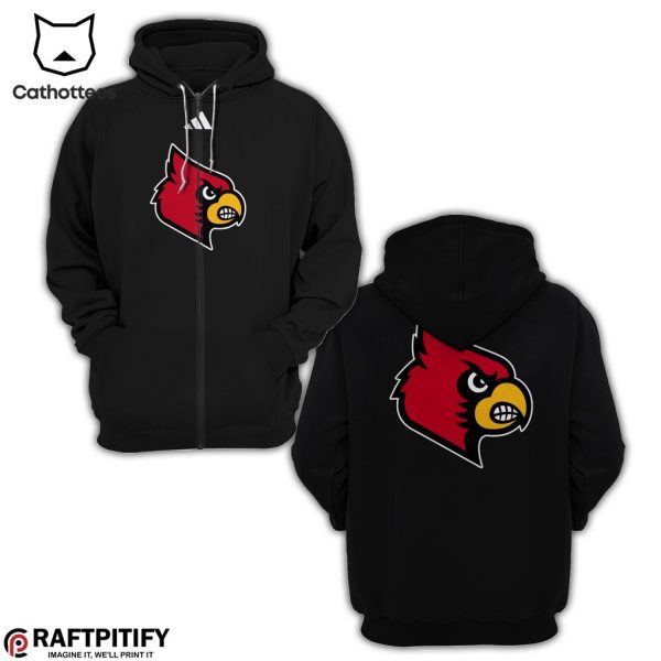 Louisville Cardinals Football Apprel Black Mascot Design 3D Hoodie