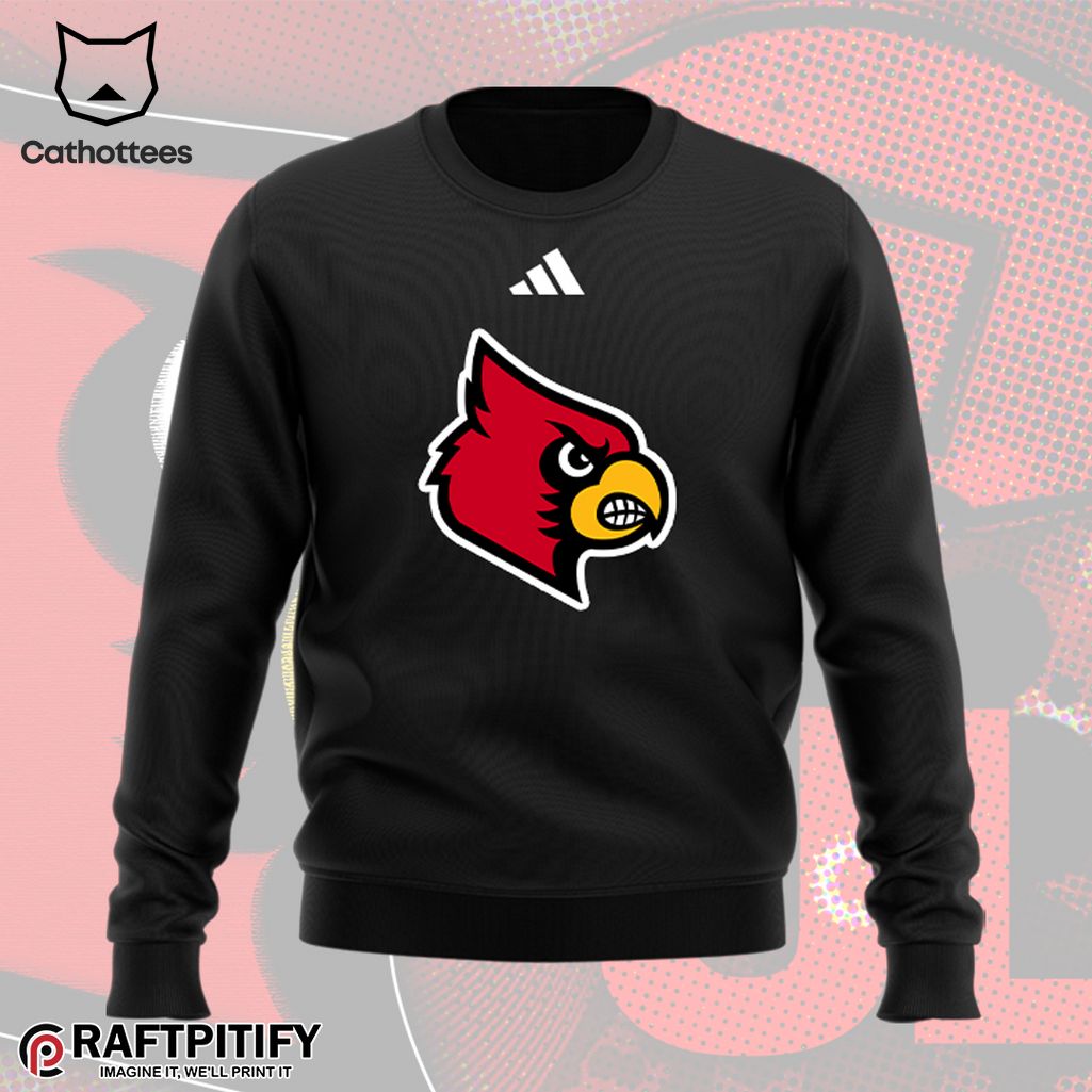 Louisville Cardinals Football Black Adidas Logo Design 3D Hoodie