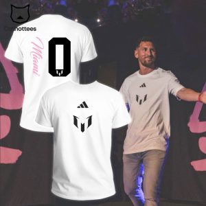 Miami Lionel Messi Adidas Logo White Design 3D T-Shirt