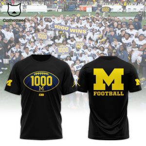 Michigan 1000 Wins Football Black Design 3D T-Shirt