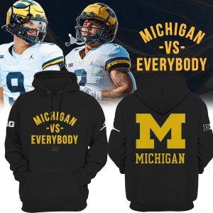 Michigan Football Vs Everybody Logo Full Black Design 3D Hoodie