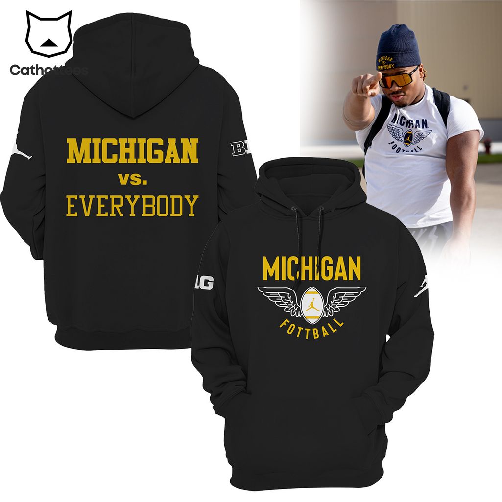 Michigan Vs Everybody Black Michigan Football Logo Design 3D Hoodie