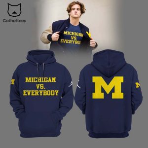 Michigan Vs Everybody Football Logo Blue Design 3D Hoodie