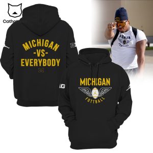 Michigan Vs Everybody Michigan Football Black Logo Design 3D Hoodie