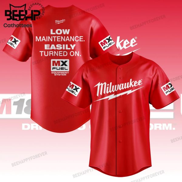 Milwaukee Low Mainternace Easily Turnes On MX Fuel Red Design Baseball Jersey