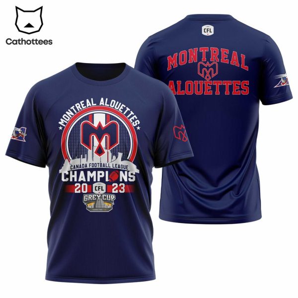 Montreal Alouettes Canada Football League Champions Blue Design 3D T-Shirt