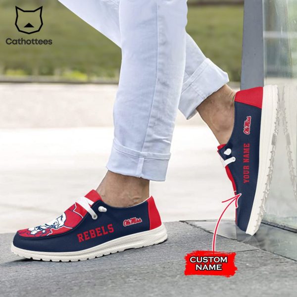 NEW NCAA Ole Miss Rebels Custom Name Hey Dude Shoes