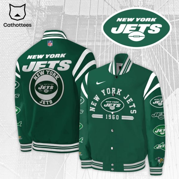 New York Jets NFL Logo Nike Green Design Baseball Jacket