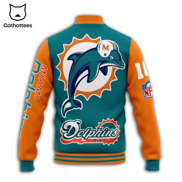 NFL Dolphins Miami Blue Orange Logo Design Baseball Jacket