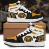 Personalized NHL Boston Bruins Centennial Black Yellow White Nike Logo Air Jordan 1 High Top