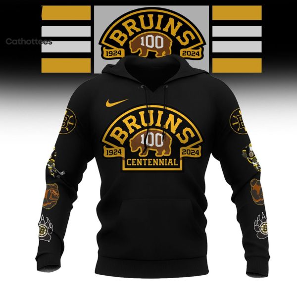 NHL Boston Bruins 100 Centennial Black Nike Logo Design 3D Hoodie