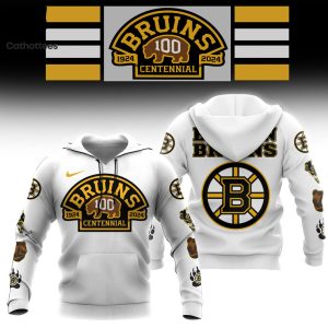 NHL Boston Bruins 100 Centennial White Nike Logo Design 3D Hoodie