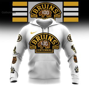 NHL Boston Bruins 100 Centennial White Nike Logo Design 3D Hoodie