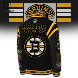 NHL Boston Bruins 1924-2024 Centennial Black Nike Logo Design Baseball Jacket