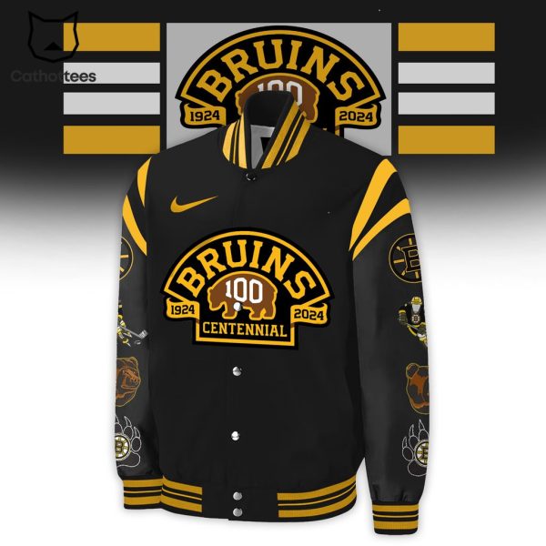 NHL Boston Bruins 1924-2024 Centennial Black Nike Logo Design Baseball Jacket