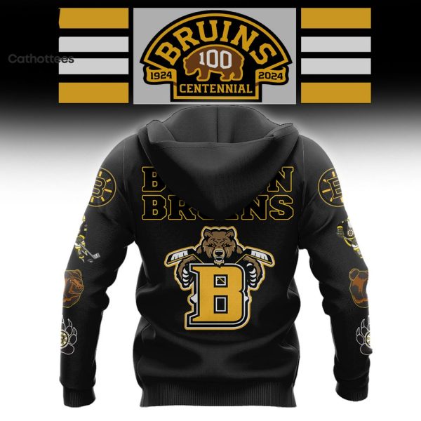 NHL  Bruins 1924-2024 Centennial Black Macot Design 3D Hoodie