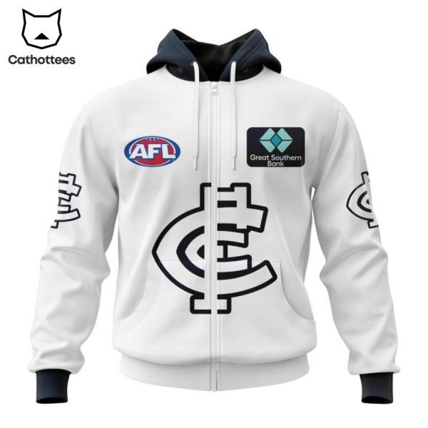 Ontime Carlton Blues Hyundai AFL White Design 3D Hoodie